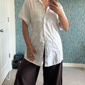 Abercrombie & Fitch Linen White Button Down Shirt Dress